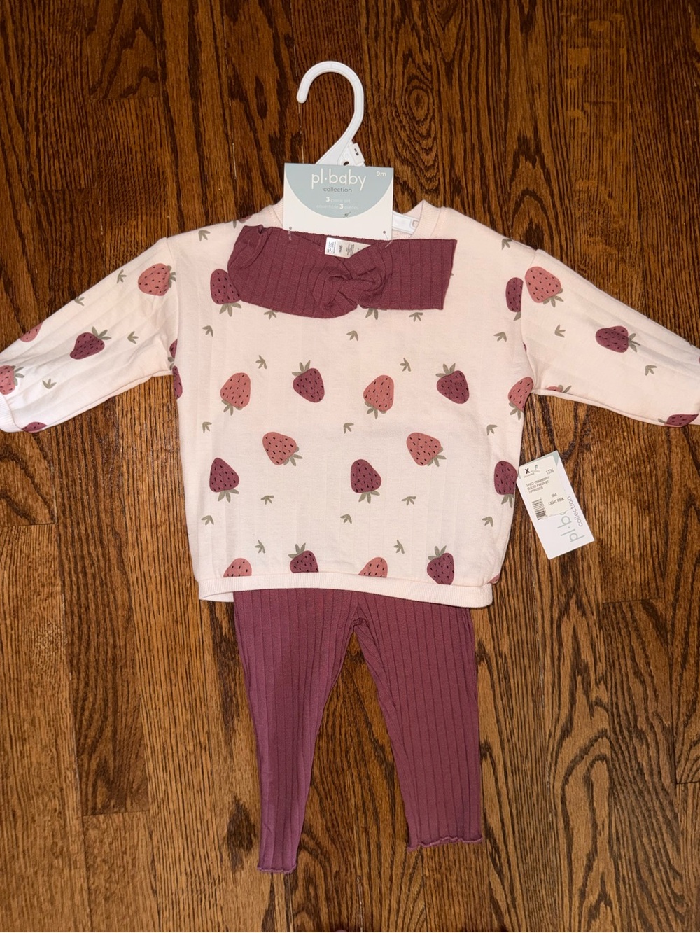 pl-baby Light Pink Strawberry 3-Piece Baby Set